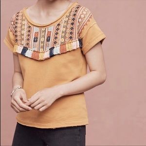 Chloe Oliver Anthropologie Mustard Yellow Gold Top